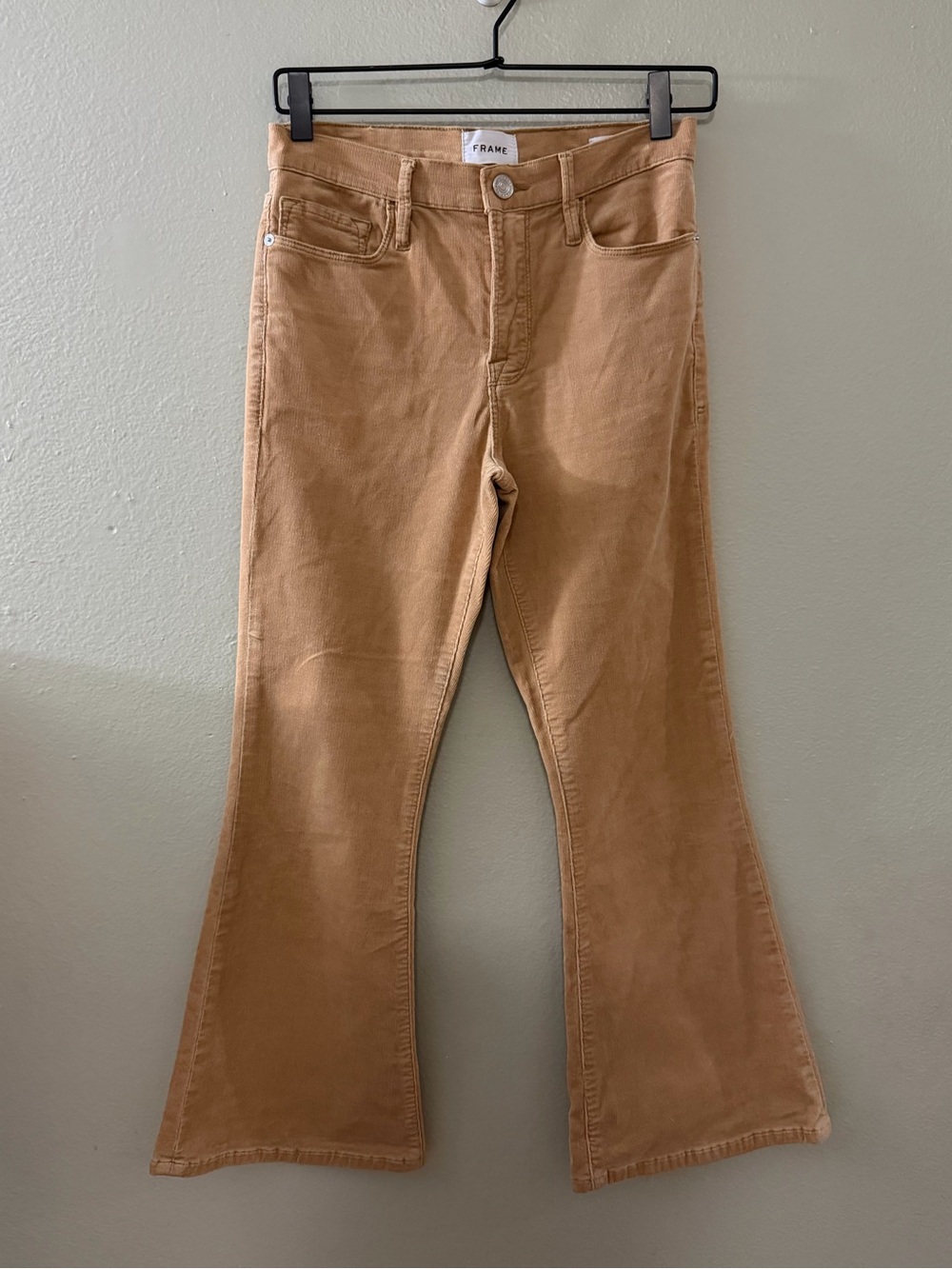 FRAME Le Crop Flare Fine Corduroy Pants Light Camel Size 27
